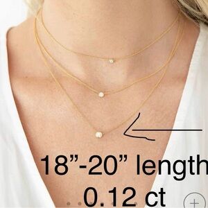 BabyGold WG Diamond Solitaire Bezel Necklace 0.12C